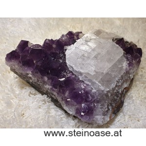 Amethyst Drusenstück mit Calcit